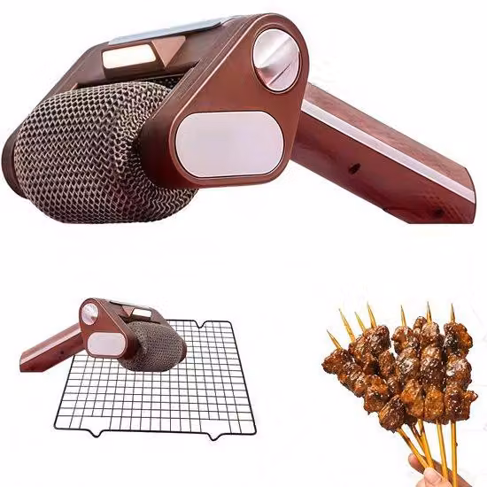 Spazzola elettrica per la pulizia del barbecue - Set di pulizia senza fili - Con luce LED - Con rotelle rimovibili - Acciaio inossidabile 304 - Per il barbecue - Per uso esterno