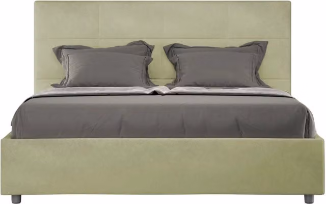 Letto Matrimoniale Moderno Giordanoshop in Legno e Tessuto Microfibra Verde L/P: 160 x 200 cm