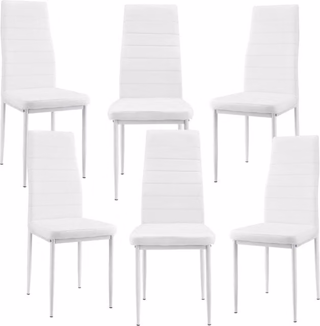 Set di 6 Sedie da Sala Pranzo Rivestimento in Similpelle - Bianco [en.casa]