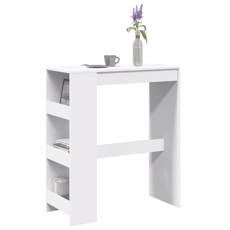vidaXL Tavolo Bar Bianco con Rastrelliera in Legno e MDF L: 90 cm, P: 40 cm, H: 103,5 cm