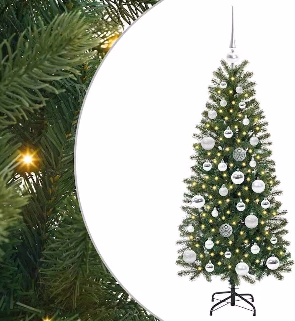 Albero di Natale artificiale con 150 LED Verde 120 cm PE e PVC