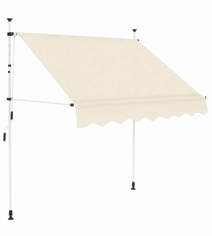 vidaXL Tenda da Sole Retrattile Manuale con Manovella in Acciaio e Poliestere, Colore Beige, L: 300 cm, P: 150 cm – 2
