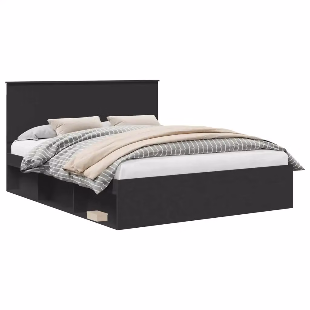 Struttura del letto vidaXL in pino massello nero L/P/H: 160 x 200 x 163 cm – 2