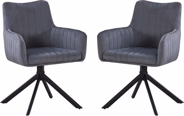 Sedia girevole moderna Habitat in tessuto velvet grigio con struttura in metallo opaco