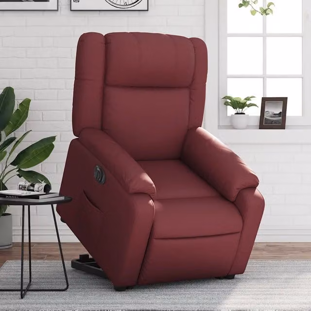 Poltrona Alzapersona Reclinabile vidaXL in Similpelle Rossa con Assistenza Elettrica per Senior – 1
