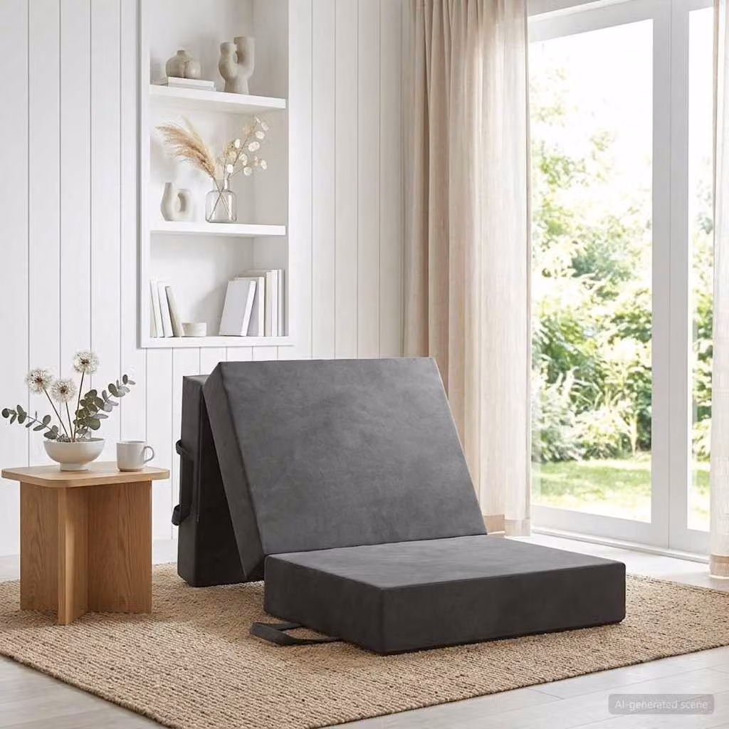 vidaXL Divano Letto Pieghevole Moderno Grigio L: 90 cm, P: 63 cm, H: 45 cm
