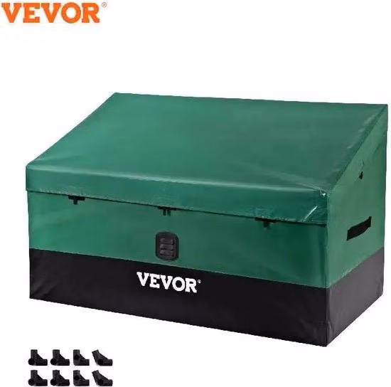 Cassa di stoccaggio per giardino VEVOR impermeabile in metallo e plastica, Colori: verde/nero