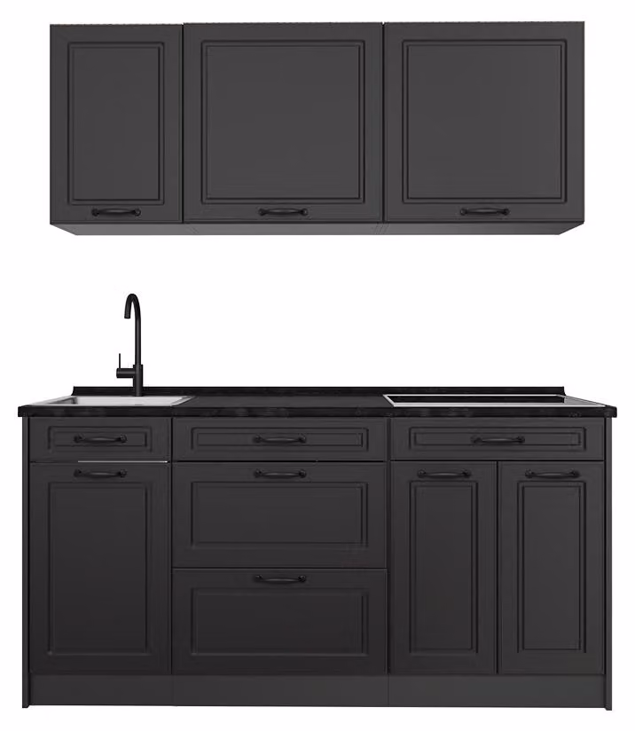 Cucina monoblocco Vicco R-Line Antracite country/Antracite 160 cm piano di lavoro Antracite, Model 67682