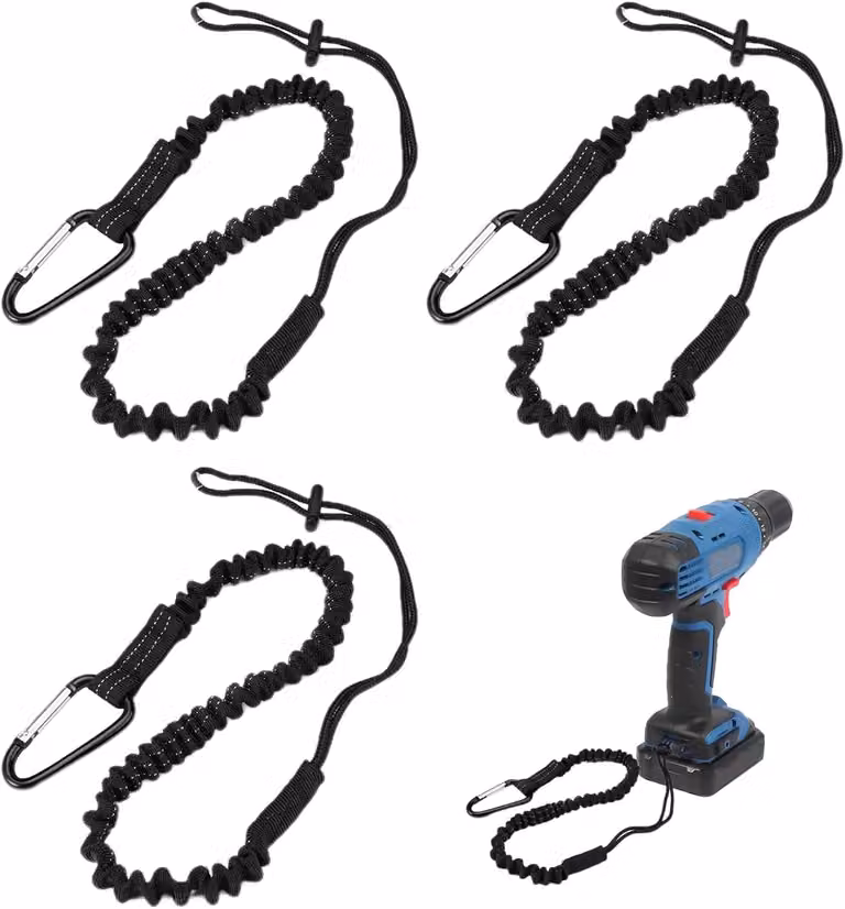 Set di 3 cordini di sicurezza per utensili, retrattili ed elastici