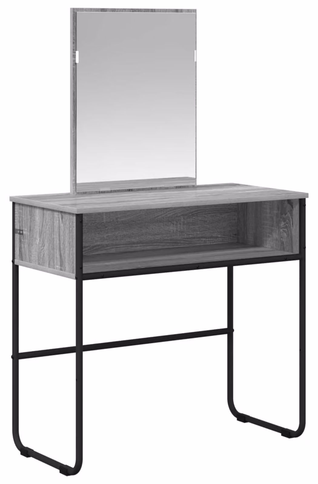 Comò da trucco grigio Sonoma, 81 x 40 x 131 cm, realizzato in materiale composito di legno