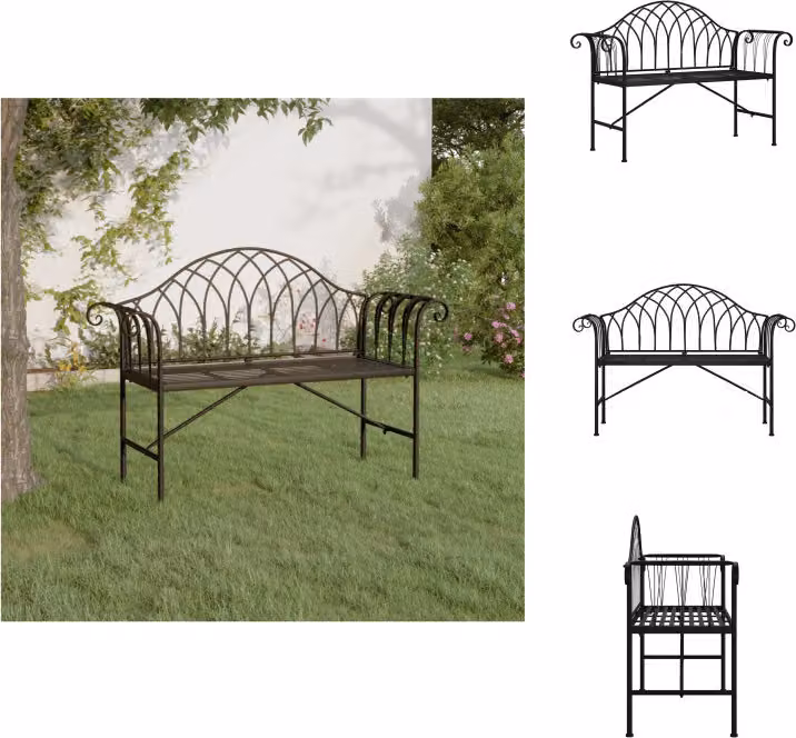 vidaXL Panchina da giardino a 2 posti 128 cm in acciaio nero - Panchine da giardino