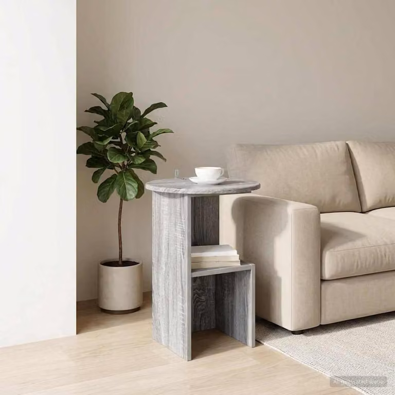 Maison Exclusive - Tavolino ausiliario Sonoma grigio, diametro 39,5 x 55 cm, realizzato in materiale composito di legno