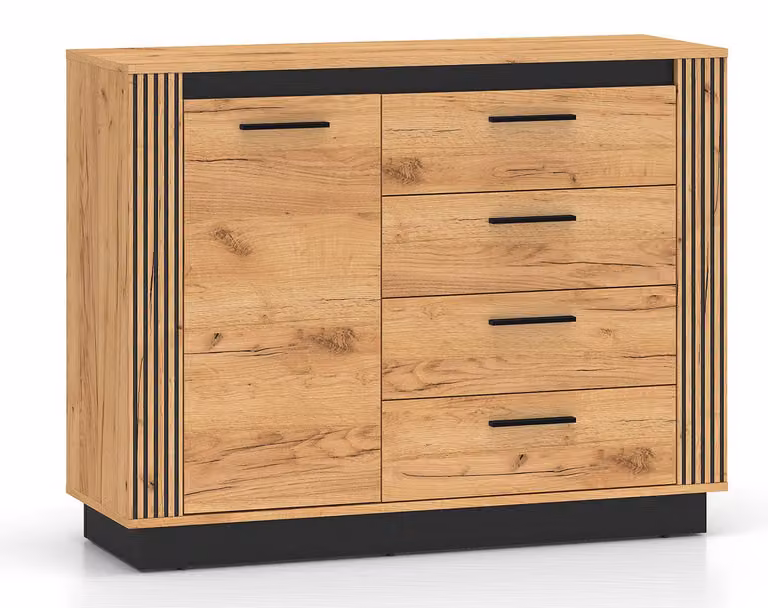 Cassettiera Urso finitura oro artigianale ghianda nera selezionabile,115cm