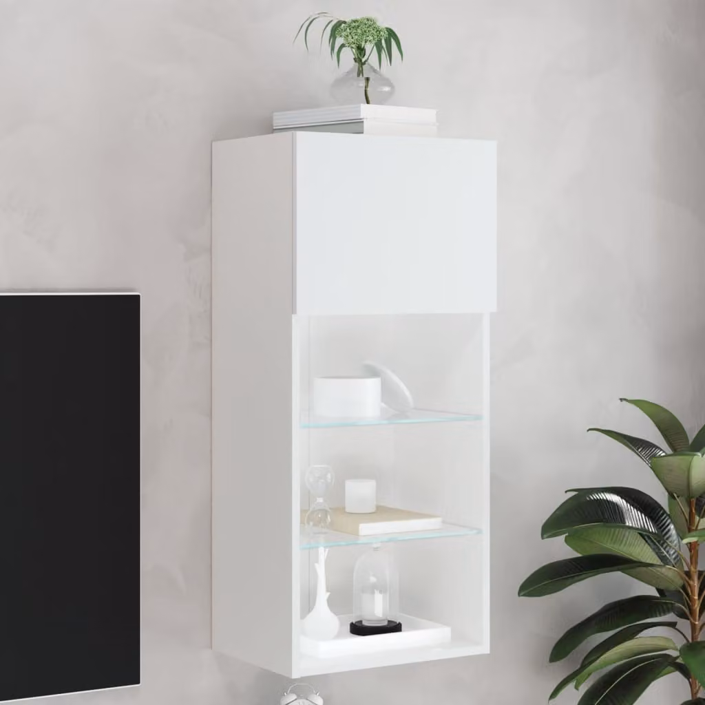 Mobile TV moderno vidaXL con luci LED bianco L: 40,5 cm, P: 30 cm, H: 90 cm