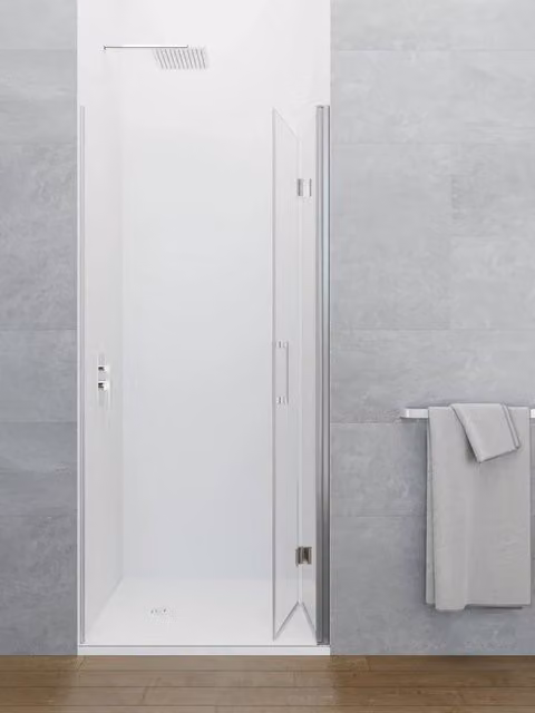 Box doccia frontale GLASS pieghevole chiusura magnetica 75 (40+35) cm cromo trasparente