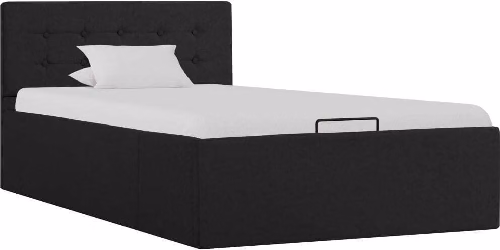 The Living Store Letto contenitore idraulico in tessuto grigio scuro 100×200 cm