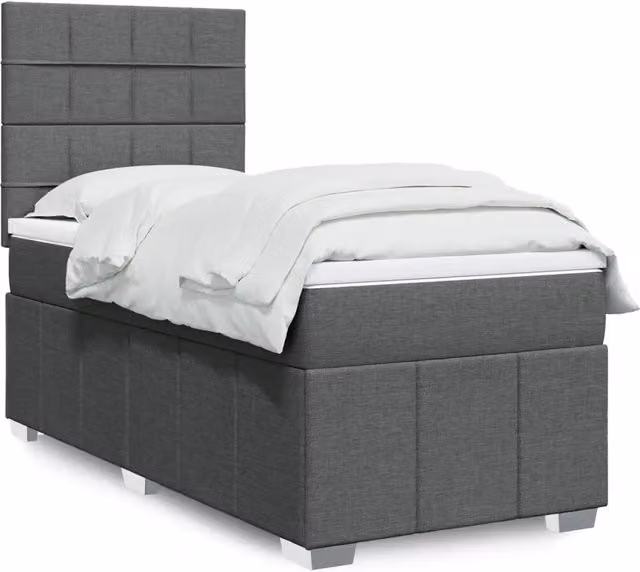 Letto Ibrido vidaXL con Materasso a Molle Grigio e Bianco L 90 x P 190 cm