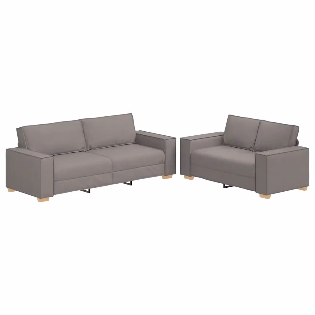 Set di divani 2 pezzi vidaXL in tessuto beige e grigio con cuscini, composto da un divano a 2 posti e un divano a 3 posti, L/P/H: 220 x 78 x 84 cm e 160 x 78 x 44 cm – 2