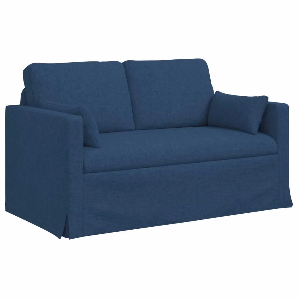 vidaXL Divano Blu in Tessuto con Struttura in Metallo e Rivestimenti Rimovibili L: 139 cm, P: 78 cm, H: 80 cm – 2