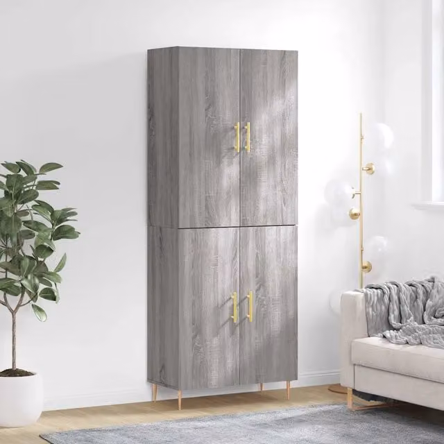 Credenza-Buffet-Armadio da cucina Grigio Sonoma 69,5x34x180 cm in Legno Multistrato 117343