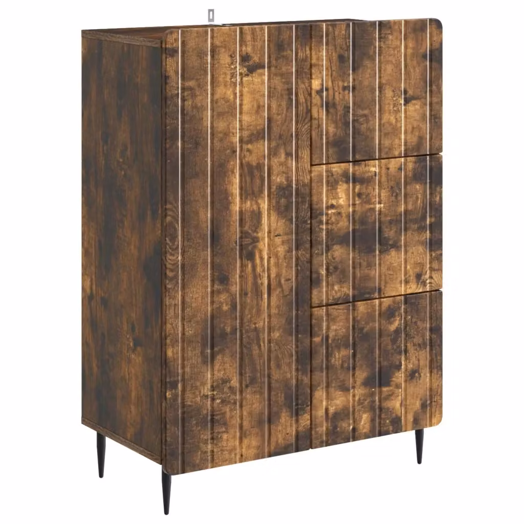 Credenza moderna vidaXL in legno ingegnerizzato e metallo, colore marrone, L 66 cm x P 34,5 cm x H 91,5 cm – 2
