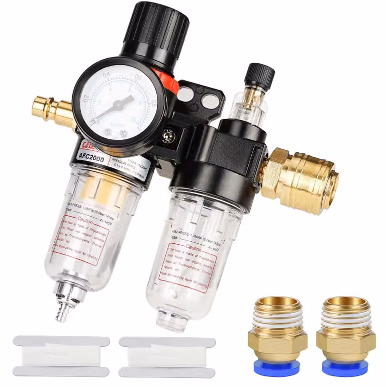 Regolatore di filtro dell'aria da 1/4" per compressore, con manometro integrato