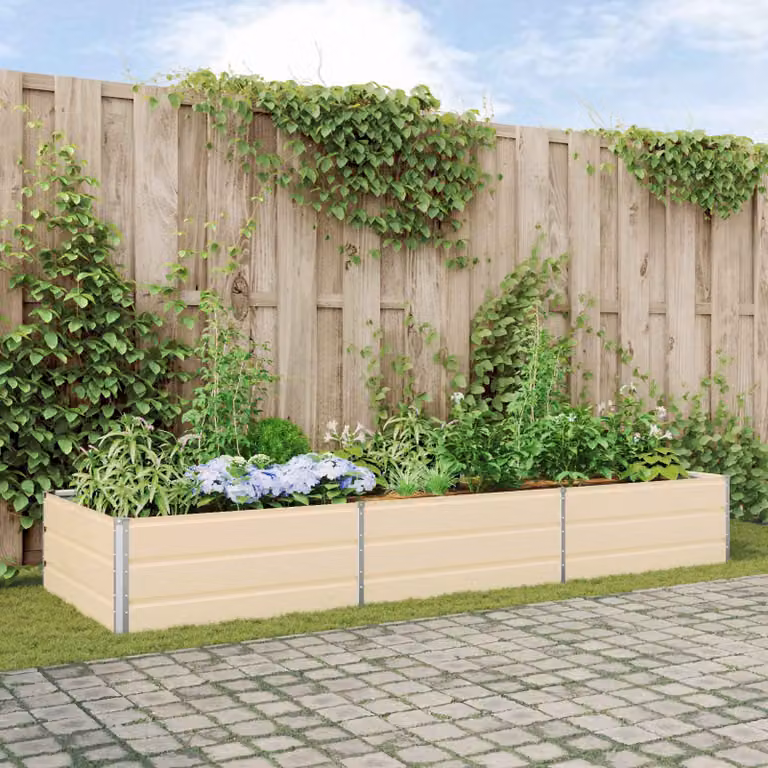 Fioriera vidaXL in acciaio zincato colore bianco/beige L: 290 cm, P: 100 cm, H: 45 cm