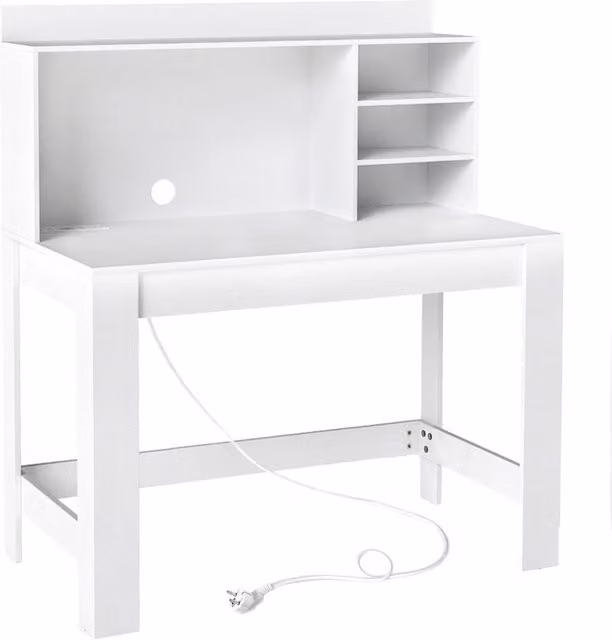 Scrivania da ufficio e computer Design Mania moderna in MDF bianco con foro passacavi L: 125 cm, P: 60 cm, H: 76 cm – 1