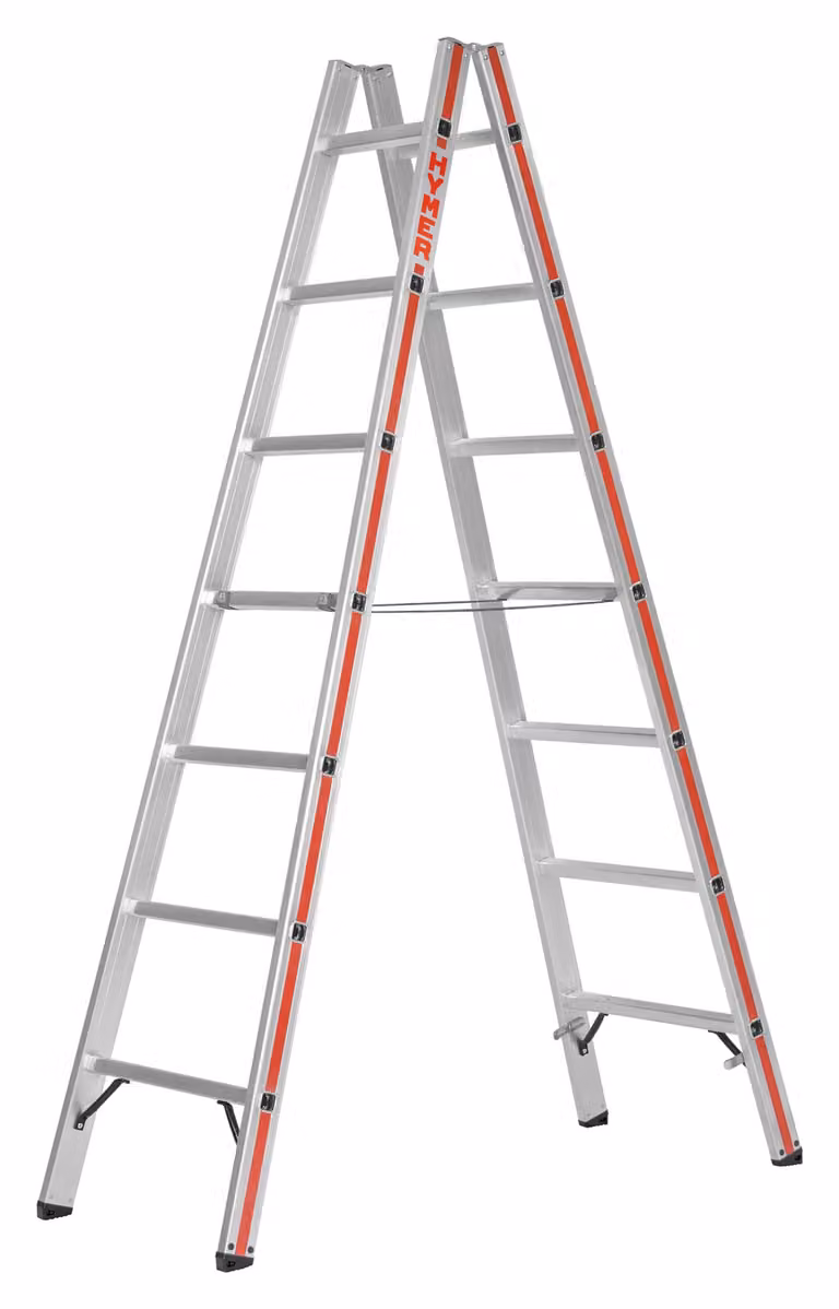 Scala a pioli Hymer, accessibile da entrambi i lati, 2x6 pioli, altezza verticale 1,75 m, altezza massima 3,09 m, peso 6,8 kg