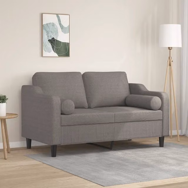 Divano a 2 posti moderno vidaXL in tessuto beige e grigio con cuscini e coperture rimovibili L: 138 cm, P: 77 cm, H: 80 cm – 1