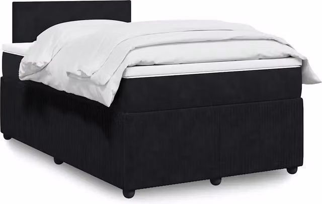 Giroletto a Molle con Materasso Nero 120x190 cm in Velluto 3289982