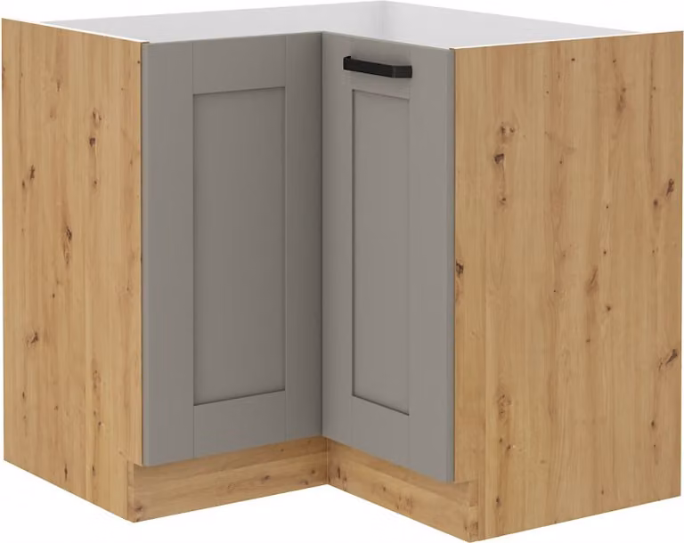 Armadietto inferiore ad angolo LAILI - 90x90 cm, grigio chiaro / rovere artisan