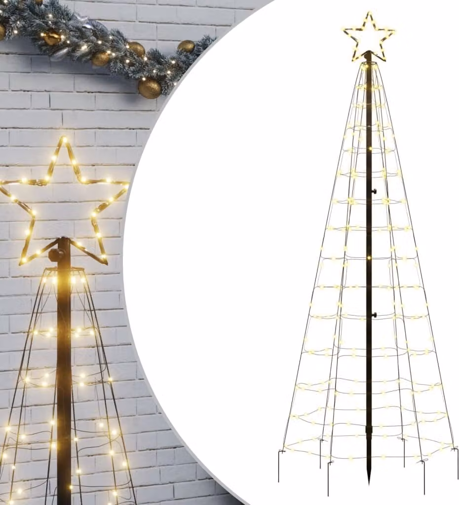 Albero di Natale a LED con Punte 220 LED Bianco Caldo 180 cm
