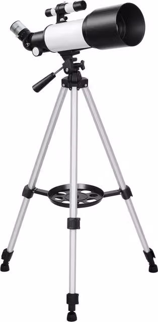 Telescopio Astronomico Outsunny con 2 Lenti Oculari e Adattatore Smartphone, Bianco e Nero, H 135 x L 80 x P 80 cm