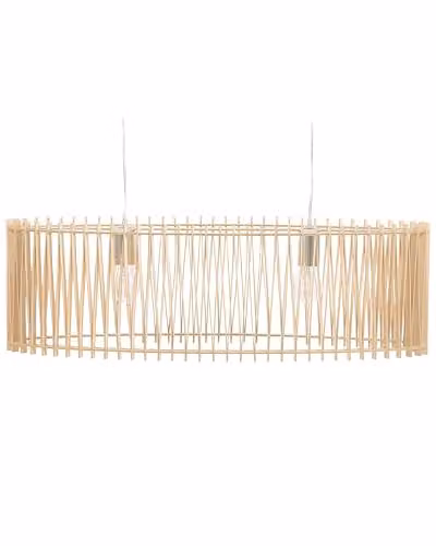 Beliani Lampadario in MDF e Metallo Marrone e Color Legno Chiaro 124 cm