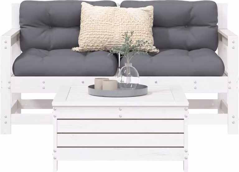 Maison Exclusive - Set Divani da Giardino 3 pz Bianco in Legno Massello di Pino