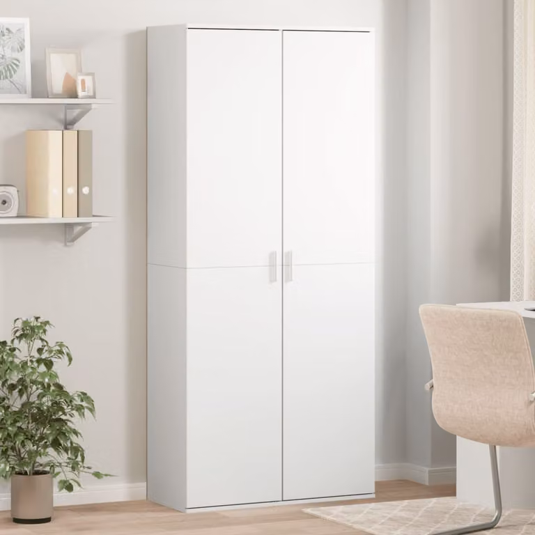vidaXL Credenza Moderna Bianca in Legno e MDF con Ante a Battente, L: 80 cm, P: 35 cm, H: 180 cm