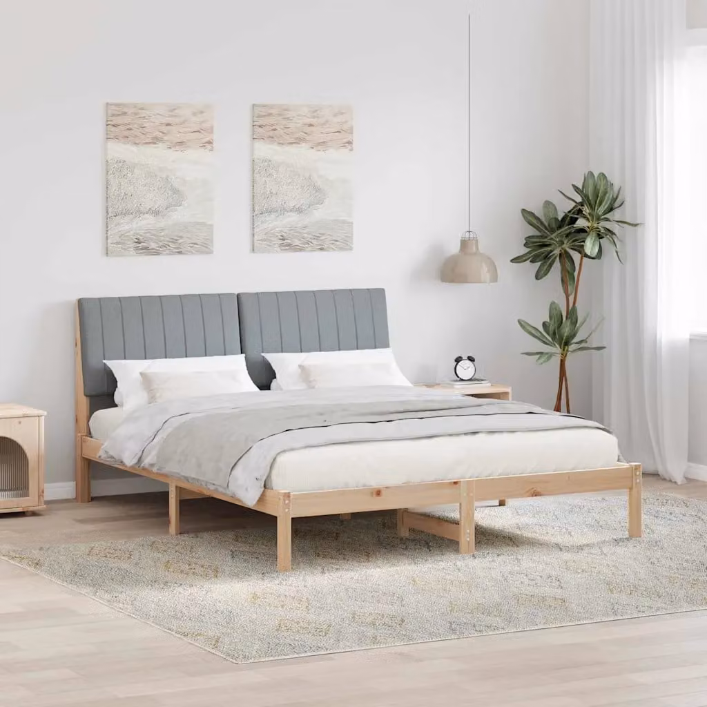Struttura del letto moderna vidaXL in pino massello marrone L/P: 160 x 200 cm