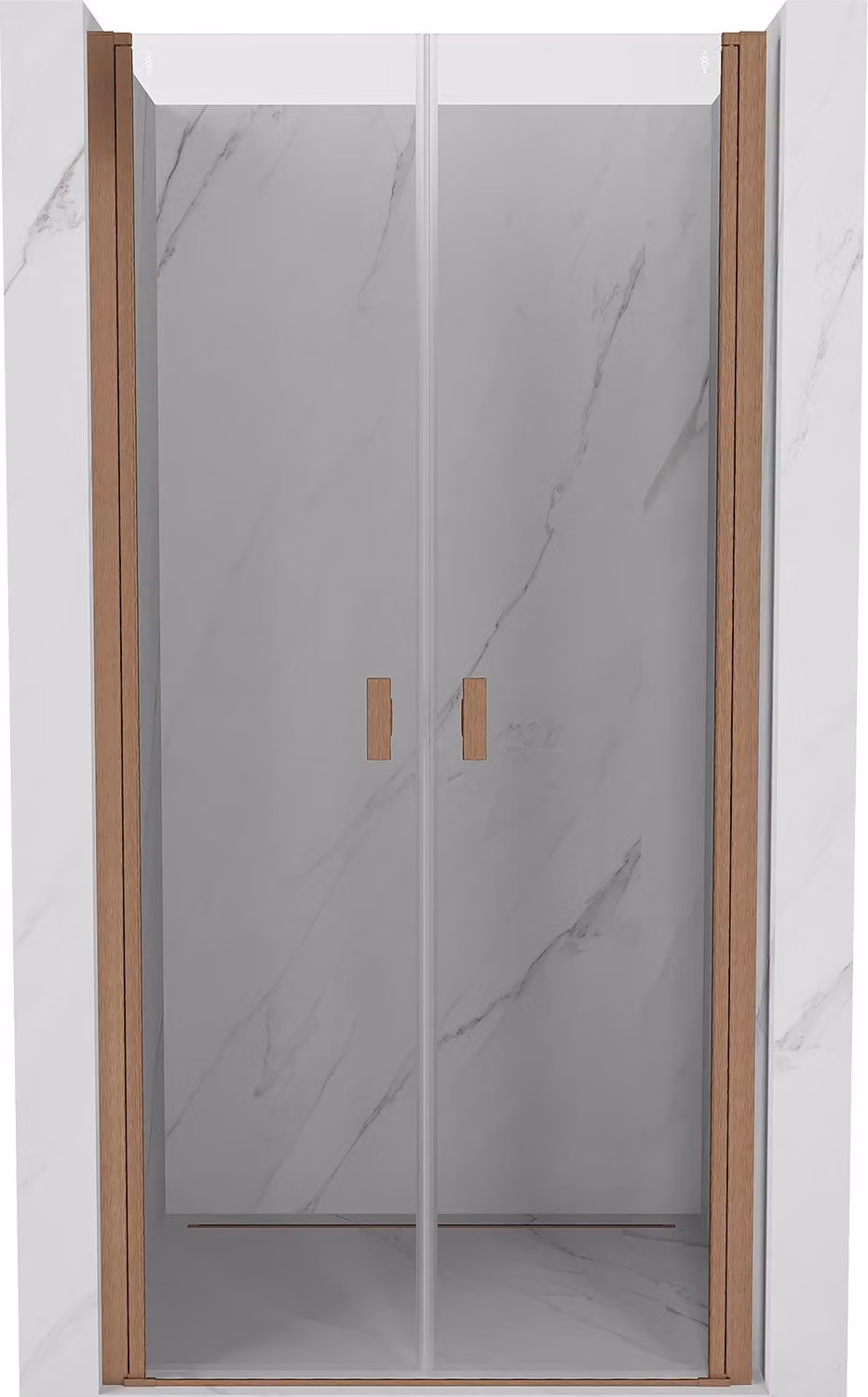 Mexen Mist porta doccia a battente 85 cm, trasparente, rame spazzolato - 8A7-085-000-65-00