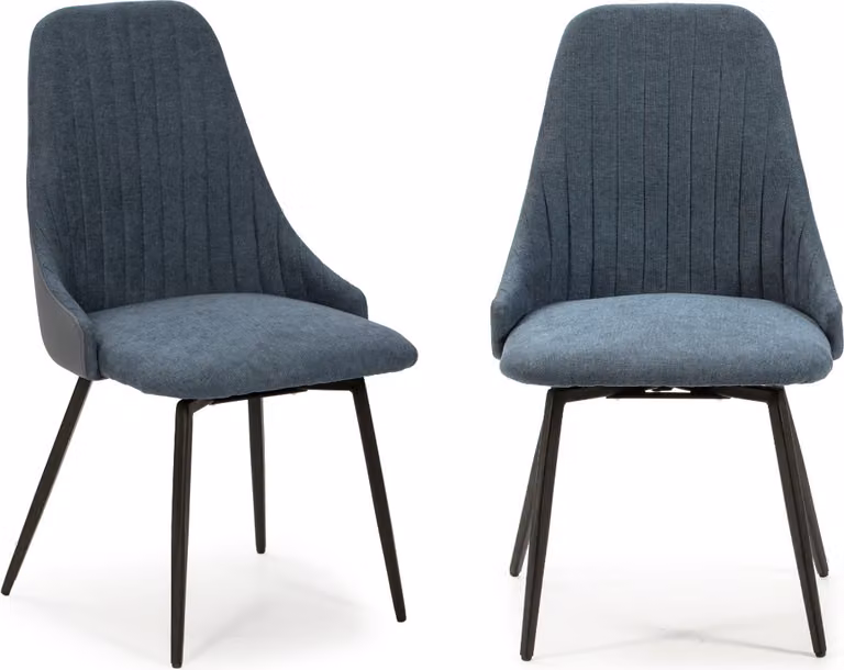 Calicosy - Set di 2 sedie girevoli in tessuto con gambe in metallo nero L50 cm - ELMA