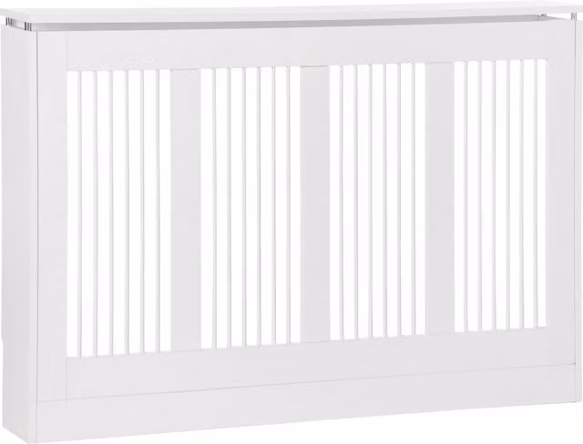 Copritermosifone Moderno HOMCOM in MDF e Acciaio, Colore Bianco, L 120 x P 18 x H 84 cm – 1