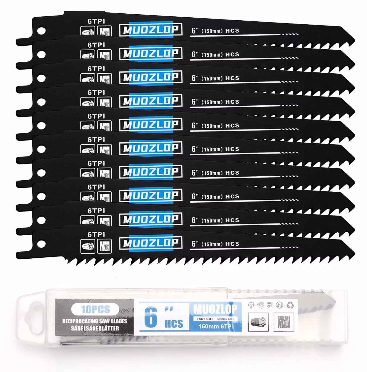 Set di lame per sega a nastro, 10 pezzi, 150 mm, 6 denti per pollice, per legno