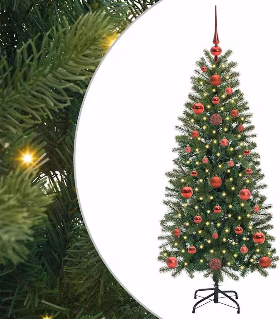 Albero di Natale artificiale con 150 LED Verde 120 cm PE e PVC