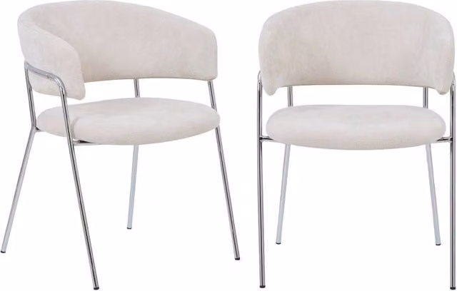Set di 2 poltrone moderne SWEEEK in tessuto beige con struttura in metallo e plastica