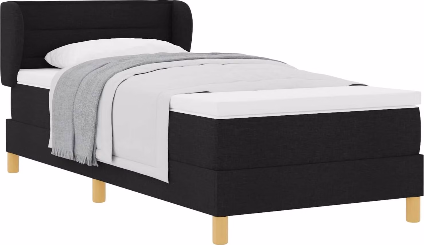 Letto a molle con materasso Nero 90 x 200 cm Tessuto