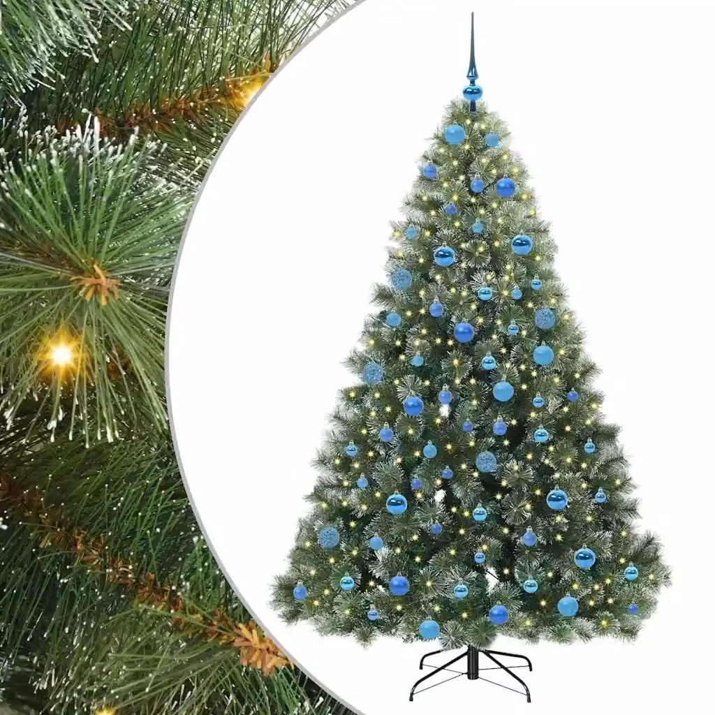 Albero di Natale artificiale moderno vidaXL verde con 300 LED luce bianca calda in PE e PVC, Altezza: 180 cm – 2