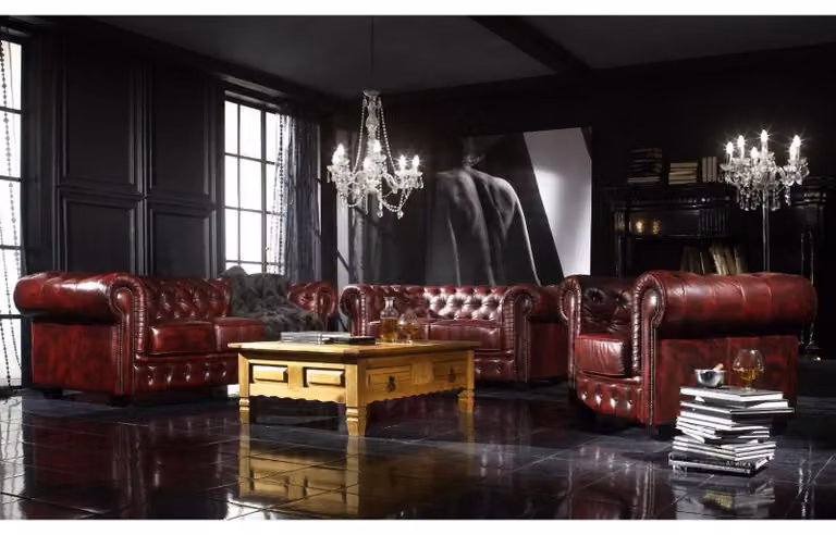 Design Klassik Chesterfield Sofagarnitur Sofa Couch Polster Sitz Garnitur 3+2+1