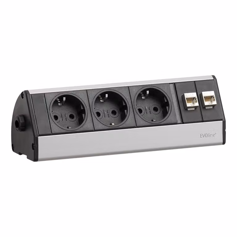 EVOline 93004783 Ciabatta senza interruttore a 3 prese Nero, argento Con messa a terra 1 pz.