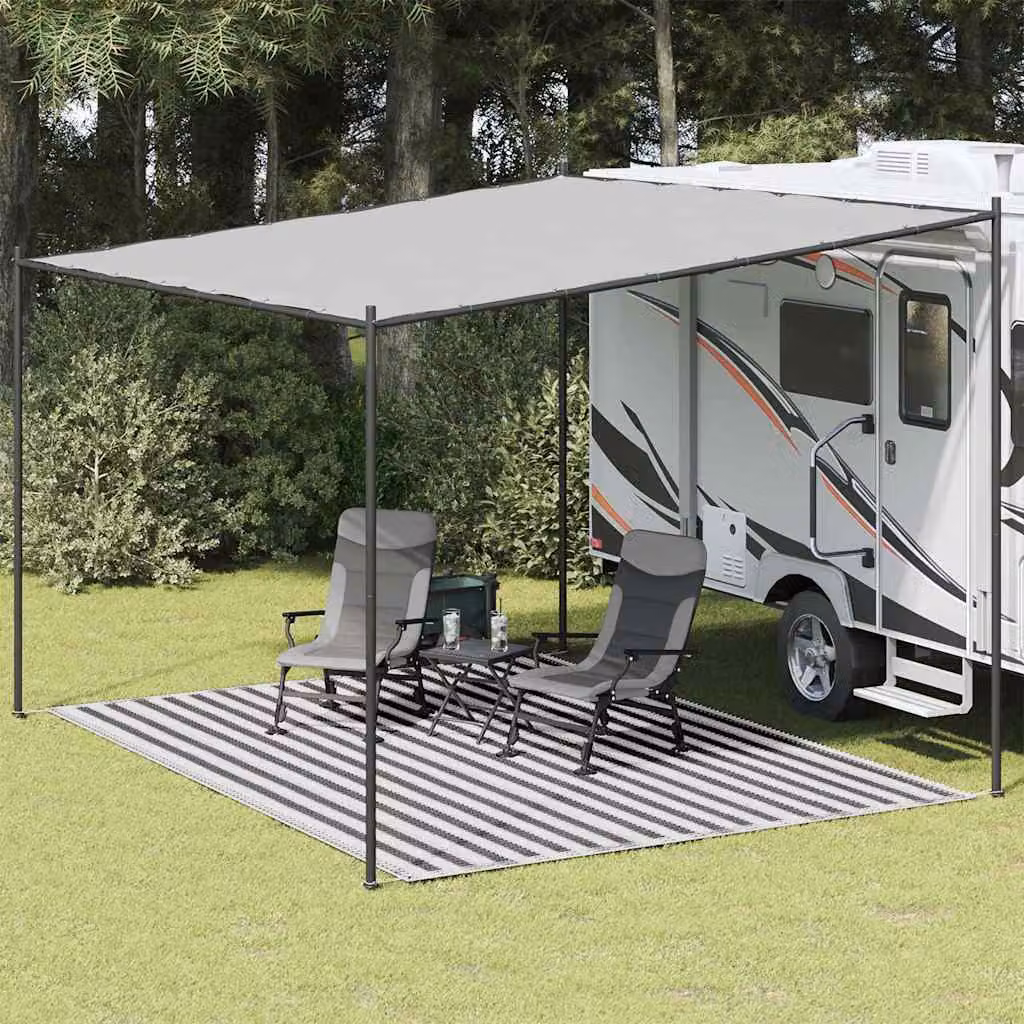 Tappeto da esterno vidaXL a righe moderno, colore antracite e bianco, L: 300 cm, P: 400 cm
