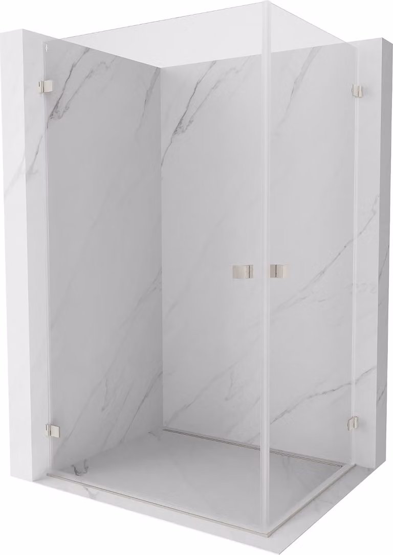 Mexen Lunar-B Duo cabina doccia a battente 100 x 90 cm, trasparente, nichel spazzolato - 832-100L-090P-97-00
